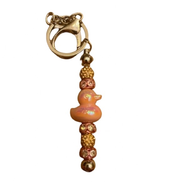 Handmade‎ keychain. Pink duck charms beads beaded - Picture 1 of 2